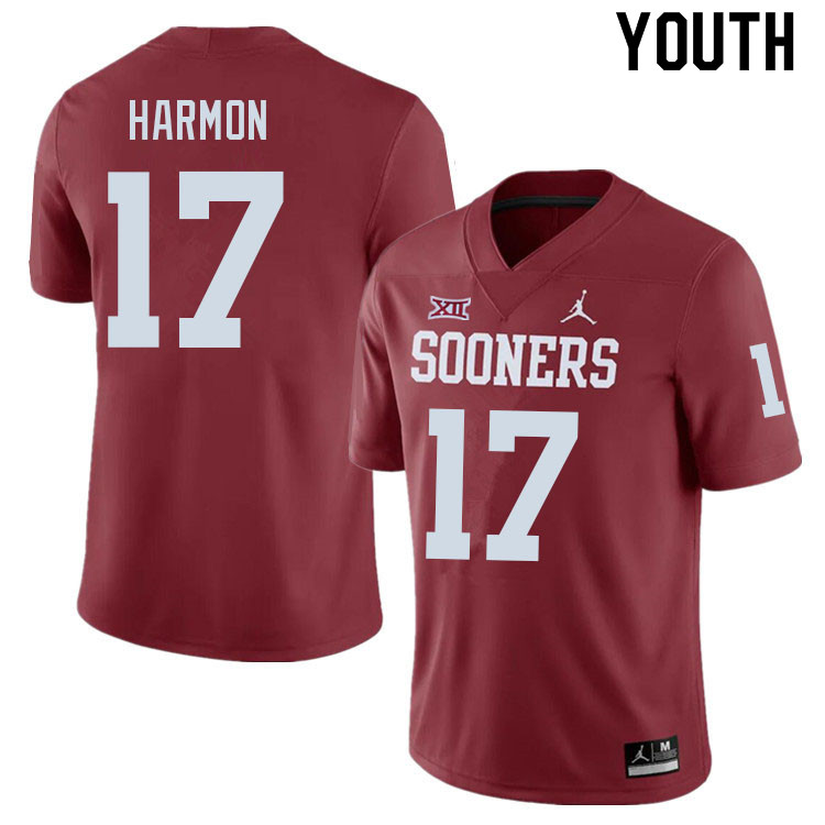 Youth #17 Damond Harmon Oklahoma Sooners College Football Jerseys Sale-Crimson